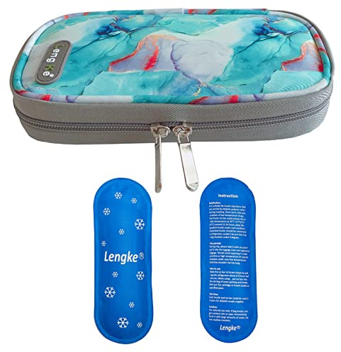 Borsa termica da viaggio per insulina per Organizzatore per diabetici insieme a 2 impacchi di ghiaccio Borsa termica medica per Penna per insulina e Medicina insulinica (Lago Verde)