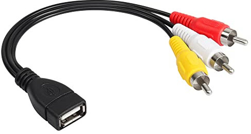CERRXIAN Cavo USB a 3RCA, USB 2.0 A Femmina a 3 RCA Maschio Jack Audio Video AV Composito Adattatore Cavo per TV/Mac/PC (0,15M)