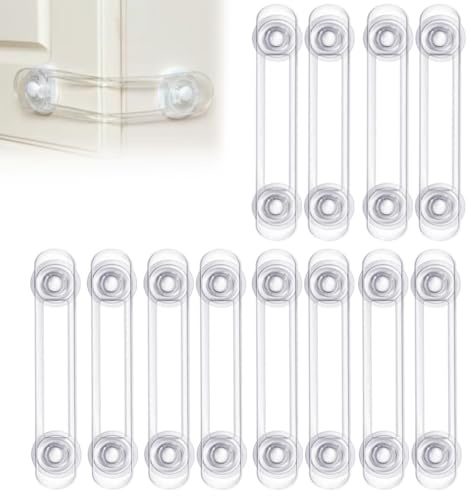 Baby Sicherheits-Schrankschlösser, 12 Packungen Kinderschränke Sicherheitsschloss Baby Proofing für Kühlschrank, Backöfen transparent