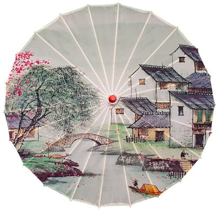 Vocttaiy Parasol de style chinois classique en papier huilé, parapluie imperméable, parasol suspendu en papier floral multicolore et parasol en papier peint en bambou (O)