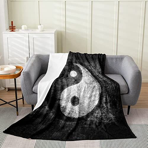 Kuscheldecke 180x200 Yin Und Yang, Flanell Fleecedecke 3D Schwarz Und Weiß Weiche und Warme Decke, als Sofadecke Wohndecke Tagesdecke Wolldecken, für Kinder Erwachsene