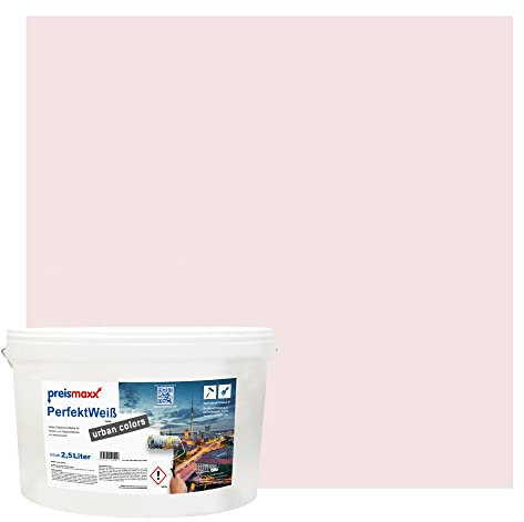 Preismaxx Perfektweiß urban colors, bunte Wandfarbe, rosa, babyrosa, baby pink 2,5L, Innenfarbe, hohe Deckkraft Klasse 2, matt