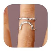 Xerling Women Knuckle Rings Stackable Rhinestones Finger Rings Boho Statement Rings for Crystal Fingertip Rings (Type C Silver)