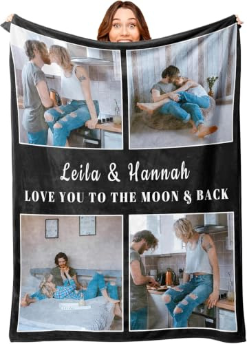 Mraxovid Personalisierte Decke, individuelle Fotos Decke, Erinnerungsgeschenk mit Fototext, Geschenk, Personalisierte Überwurfdecke für Familie, Mutter, Papa, Kinder, Ehefrau, Freunde, 150 x 200 cm