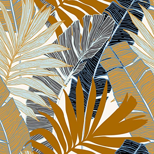 ReWallpaper Selbstklebende Tapete Blätter Beige Grün 44.5cm X 3m Fototapete Dschungel Tapete Badezimmer Wasserfest Muster Klebefolie Wand Selbstklebend Abwaschbar Möbelfolie Vintage Wandtapete