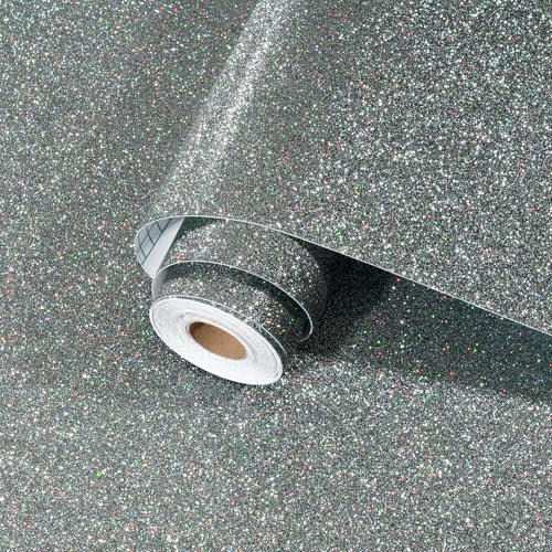 Yullpaper Papier Peint Adhésif Gris Paillettes Vinyle Adhésif Pour Meuble Film Decoratif Pour Chambre Revetement Mural Adhesif Gris Papier Peint Autocollant Rouleau Adhesif Pour Meuble 40cm X 200cm