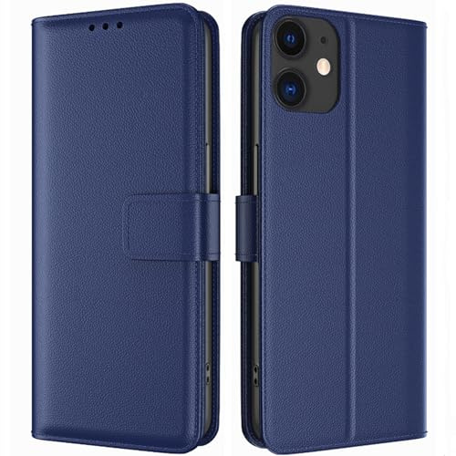 TQIAHF mobilskal för iPhone 11 Flip Case skyddsfodral med kortfack komplett skydd etui läderskal mobilväska för iPhone 11, mörkblå