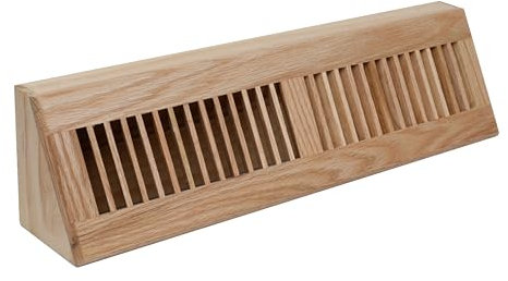Handua Rejilla de aire de retorno de zócalo de madera de 18 pulgadas | Registro de aire decorativo para suelo | Cubierta de ventilación de suministro de aire de madera de roble rojo natural preacabada