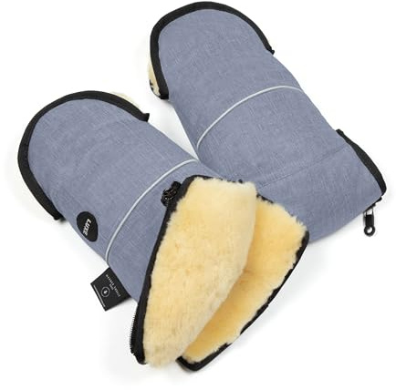 Guantes de piel de cordero de Werner Christ Baby – Los guantes Glovy Luxe son el manguito ideal para cochecito de bebé de piel médica, cálido manguito universal e impermeable en azul