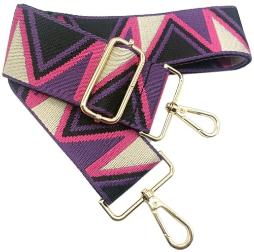 Verstellbarer Schultergurt Taschengurt Breit 5CM Violett Schwarze Rose, Taschengurte Breit zum Wechseln mit Karabiner Gold, 80-130 cm Tragegurt Tasche für Damen Schulterriemen, Handtasche, 911
