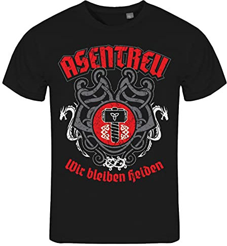 Herren T-Shirt Walhalla Motive Asentreu Odins Rabe trägt Thors Hammer