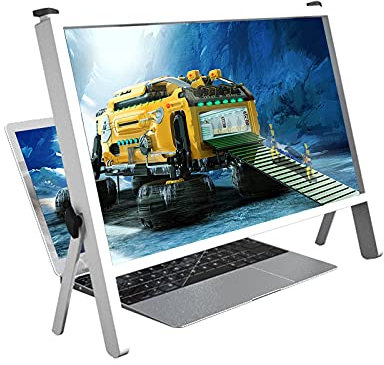 Handy Bildschirmlupe, Laptop Bildschirmschutz Ständer 21 Zoll Computer Lupe Ultraklarer Blu-ray 3X Leseverstärker Tragbarer Laptop Ständer Monitor Für Männer Kinder Frauen Lupen (Weiß)