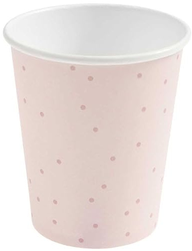 Gobelets en carton - Points - Rose poudre - 25 cl - 8 pcs