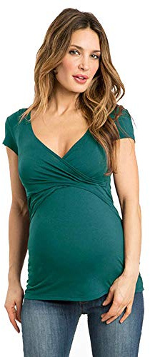 DaPongZhi Maglietta Allattamento Premaman Scollo a v Maglia Manica Corta Abiti Premaman Donna T-Shirt Camicia di maternità Gravidanza Camicetta Donna Elegante Regali per la Moglie