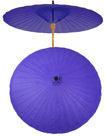 PQPQLI Ölpapierschirm, Gartenschirm, Bambus-Terrassenschirm Im Chinesischen Stil, 200 Cm Sonnenschirm Für Außentische, Runder Strandschirm, Dekorative Schirme, Ohne Sockel(Purple)