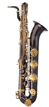 Saxophon Bariton-Es-Saxophon schwarz vernickelt Saxophon-Musikinstrumente mit Mundstücktasche(Dark brown)