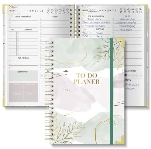 BIROYAL Tagesplaner, To Do Planer, Undatiert, 120g Papier, mit Froschtasche