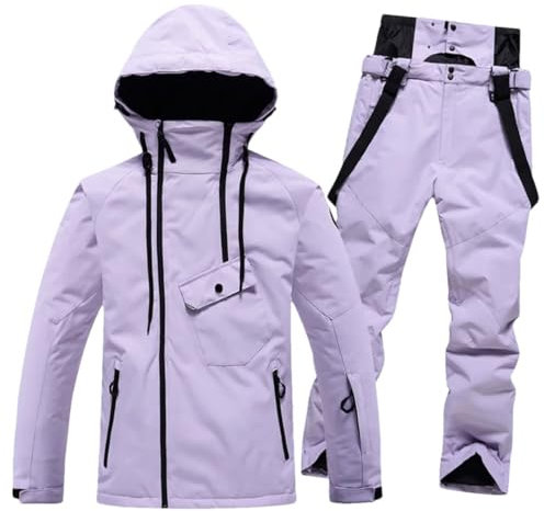 Damen Winter Paar Skianzug Set Snowboard Set Outdoor Schneeanzug Eisjacken + Trägerhose für Color4 XXL, Farbe4, 48