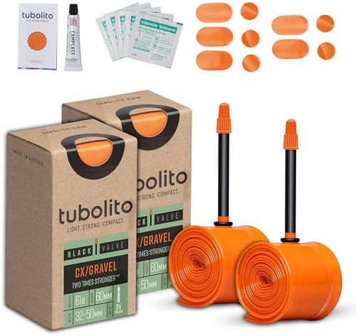 Tubolito Tubo-CX/grus TPU innerrör 700C x 32-50 mm 2-pack, 60 mm svart presta ventil | lätt, stark och kompakt | Dubbel styrka butyl | fälg och skivbromskompatibilitet