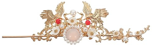 Healvian Horquilla De Pelo Retro Diseño De Grulla Doble Adorno De Joyas Para Novia Accesorio Elegante Para Boda y Fiesta