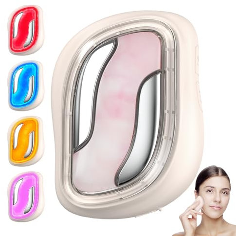 Masajeador Facial con Radiofrecuencia, 4 Modos Masajeador Facial Antiaging, 4 Luces LED, EMS Microcorrientes, Calor 45°C para Lifting y Reafirmar Piel, Masajeador Facial Antiarrugas con Guasha