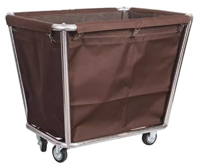 YHHLWXMDZ Groß Kommerziell Edelstahl Wäschewagen mit Rollen, Wäschewagen, für Home Hotel Wäschekammer, Geeignet für Hotels, Einkaufszentren und Flughäfen(Brown)