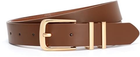 VONMELLI Cintura Donna Regolabile Cintura in Pelle per Abito Pantaloni Jeans Moda Signore Cinture in Vita Con Fibbia Dorata, 1cm Larghezza Caffè S