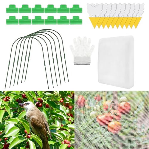 Fiqops 6 túneles para plantas, 65 x 80 cm, neumáticos de jardín para cubrir filas, con 12 pinzas, acero inoxidable, con revestimiento de plástico, para cubierta de plantas