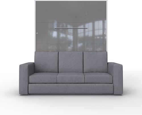 MAXIMAHOUSE Schrankbett Vertikale Mit Sofa, Invento LED 160V Mit Lattenrost Aus Holz, Wandklappbett 160x200 Erwachsene, Modern Concept Und Design, Stabil,Praktisch