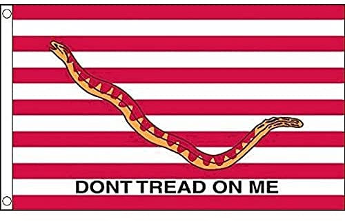 Drapeau US First Navy Don'T Tread On Me – 9,1 x 1,5 m – Bannière bicolore en polyester 100D avec deux œillets métalliques – Résistante à la décoloration – Couleurs vives – 150 x 90 cm