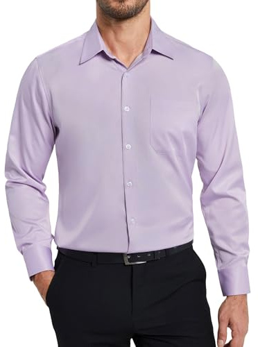 Enlision Chemise Habillée Homme Manches Longues Extensible sans Repassage Infroissable Coupe Classique avec Boutons pour Travail et Cérémonie avec Poche