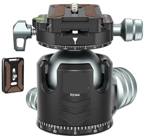 Rotule Double panoramique RH52 entièrement CNC 52 mm, Grande tête de trépied Lourde, Charge maximale 30 kg for trépied Monopode et Appareil Photo(44mm Tripod Head)
