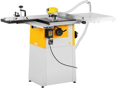MSW Sega circolare da banco 1100 W 400 V lama 200 mm per il legno taglio fino a 720 mm precisione 0,3 mm/1000 mm profondità 60 mm controllo polvere 100 mm Banco sega con piano estendibile