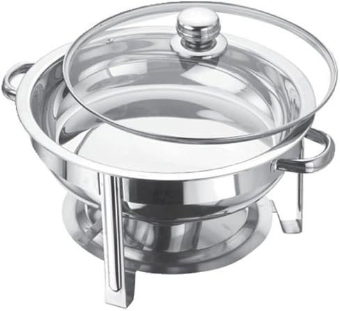 WJYTDHIQS Edelstahl Chafing Dish Rund 4.5 L, Chafing Dish | Speisenwärmer | Wärmebehälter | Rechaud, Wärmebehälter Rechaud, für Catering, Buffet und Party, Silber