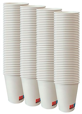 AC ALL CATERING Vasos Desechables de Café Para Llevar - Vasos Cartón para Servir el Café, el Té, Bebidas Calientes y Frías (8 oz - 240 ml, Blanco) - Paquete de 100 vasos