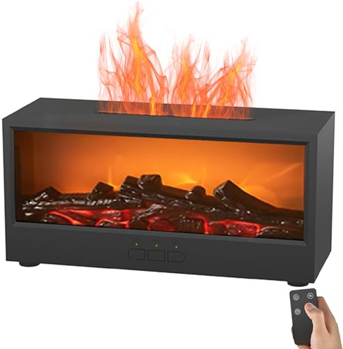 Aroma Diffuser, Aroma Diffuser mit LED Kamin, Nebel Luftbefeuchter mit Fernbedienung, Diffusor für ätherische Öle im Kamin mit 7 Farblichtern für Home Office, Schlafzimmer