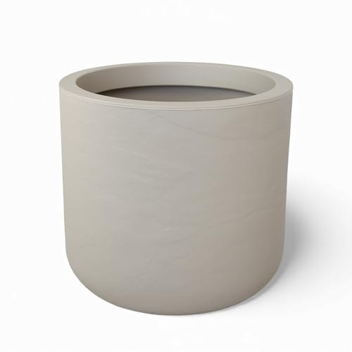 Pincho Macetero Grande Maceta Grande, Macetas Plastico, Maceta Interior Anti-UV, Tiestos para Plantas Exterior - Ø 50×50 cm, Blanco Efecto Piedra, PE/PP, Interior y Exterior