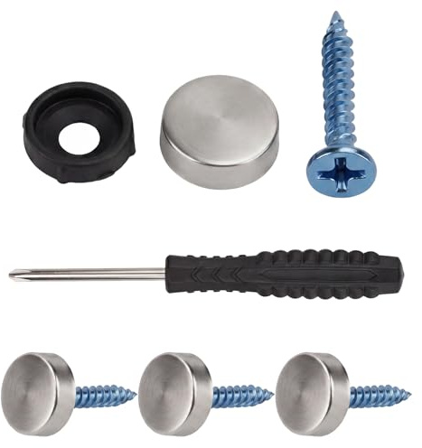 100Pcs Mirror Screws with Chrome Caps, Stainless Steel Screw Covers Capss