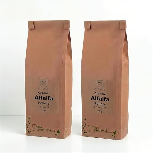 Alfalfa Meal Pellets 4 kg - Alfalfa Fertiliser for Roses, Garden Vegetables and Lawns - 2.5-0.3-2 NPK Slow Release Nitrogen with Triacontanol - Covers 27 to 40 sq m