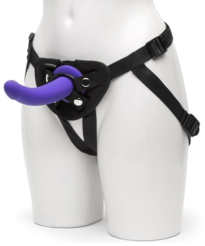 Lovehoney Advanced Unisex Strap On Dildo & Harness Kit - 7 Inch Curved Silicone Strap On for Pegging Play - Adjustable Harness Set with 3 O-Rings - Anal Dildo Adult Sex Toy - Waterproof - Purple