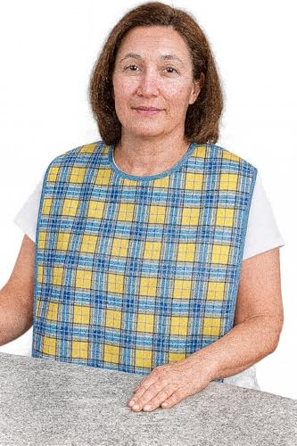 ComfortCare Adult Bib/Clothing Protector – Waterproof Washable & Reusable Feeding Bib with Full Chest Coverage, Adjustable Neck, Durable Mealtime Aid for Elderly, Care Home & Everyday Use – Yellow
