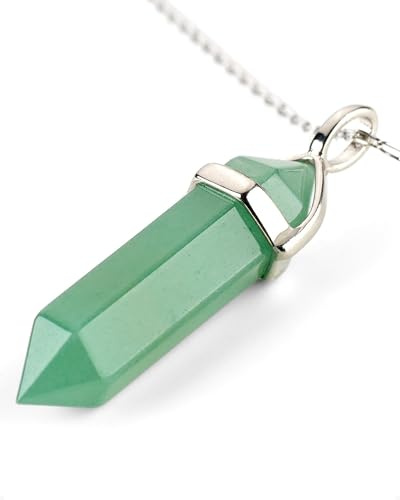 LAVISA Obelisk-halsband, lyxigt ädelstenshalsband, halsband, intensiva färger, rosenkvarts, ametist, halsband, 55 + 5 cm, Ädelsten, Kristall