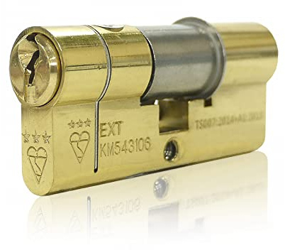 UAP Kinetica 3-Star Kitemarked Euro Cylinder Door Lock with Anti-Snap & 5 Keys - Security Barrel with Anti-Bump & Drill Features - Advanced Lock System Home & Office (80mm 40/40) (Brass)