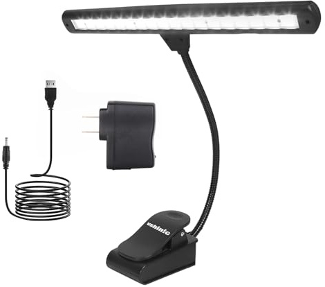 Vshinic Music Stand Light,Clip On Piano Lights 18 LED Orchestra Light Clip On Reading Light,Fully Adjustable No Flicker for Piano,Book Reading, DJ, Craft Work (Powered by AC Adapter AAABatteries)