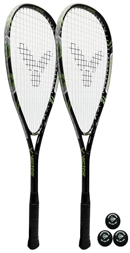 VICTOR X-TA Deluxe Squash Twin Racket Squash Set (2 Rackets) & 3 Balls