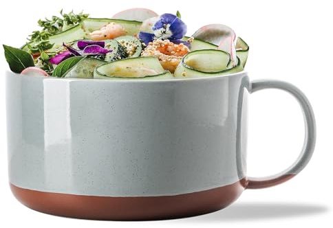 Chubacoo Extra Large Ceramic Coffee Mug: 38 oz Oversized Bowl with Jumbo Handle for Home Office Breakfast Soup Cereal - Microwave Safe Giant Cup - Blue Dipped Color & Speckle
