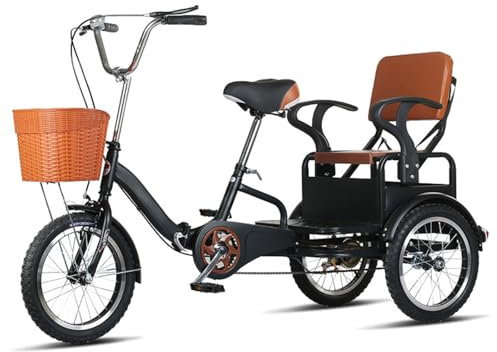 16In trehjuling för vuxna, Single Speed ​​3-hjulscykel, med förvaringskorg, Tandem trehjuling med passagerarsäte, med känslig broms, för Shopping Cykelpicknick,Color b