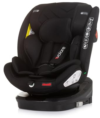 Chipolino Barnstol, volare i storlek (40–150 cm) Isofix, roterbar, SPS, topp Tether, färg: svart
