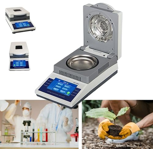 ZHJOPP Humidimètre halogène 110 V/220 V, analyseur d'humidité halogène numérique 50 g x 0,005 g, testeur d'humidité de Laboratoire de précision LCD pour l'agriculture