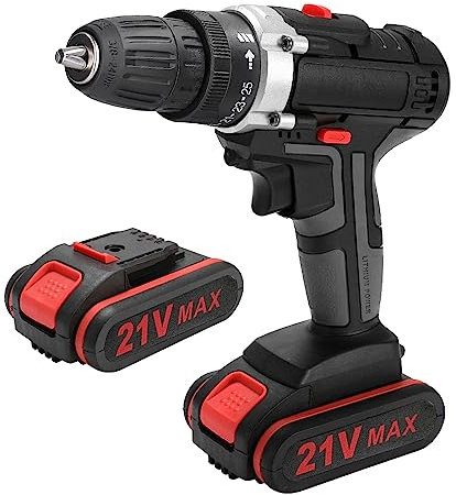 KKnoon Trapano elettrico multifunzione a batteria da 21 V, batteria al litio ad alta potenza, trapano a mano ricaricabile senza fili, utensili elettrici fai da te per la casa